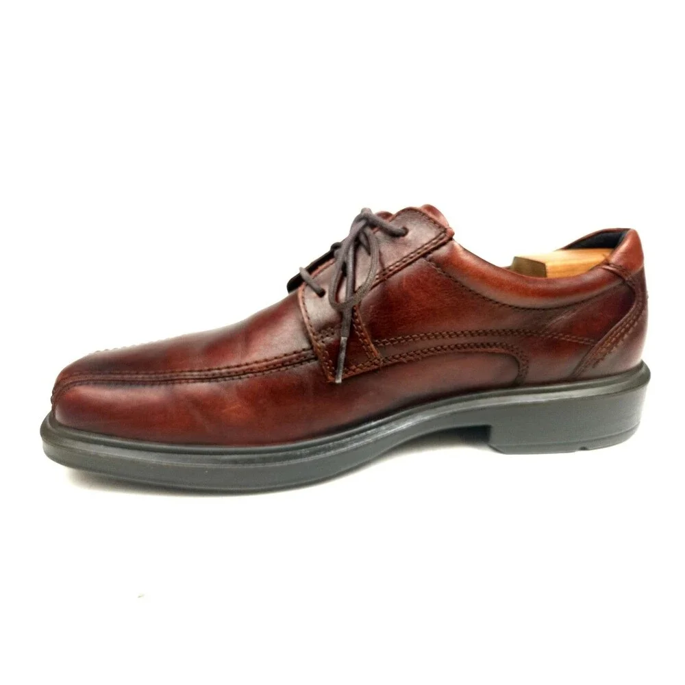 ECCO Mens Helsinki Bicycle Toe Tie Cocoa Brown Leather Oxfords Eur 44 US 10-10.5